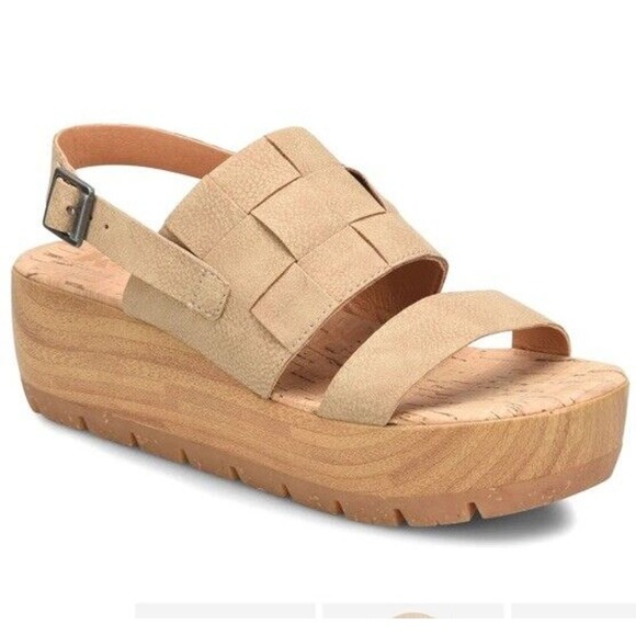 Kork-Ease Shoes - Korks Kork-Ease Women's Fraya Wedge Slingback Natural Platform Sandal Size 9